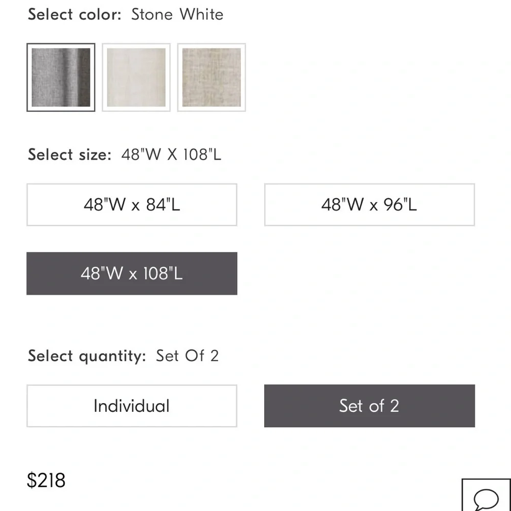 NIB West Elm Crossweave Blackout Curtain in Stone White 48 X 108 Single Panel